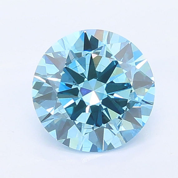 Actual 0.96 carat Vivid Blue Round lab-grown diamond