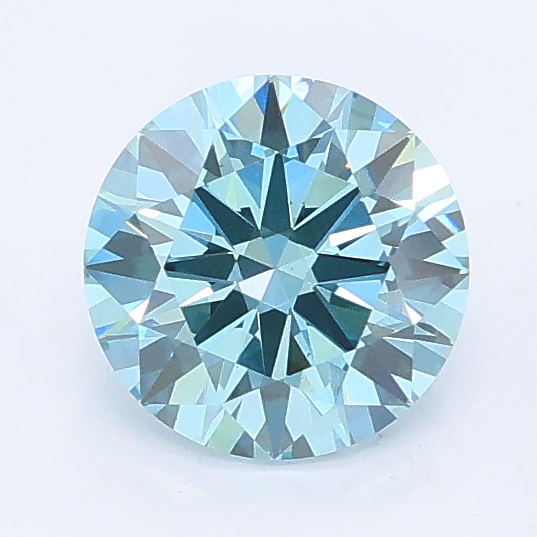Actual 0.9 carat Vivid Blue Round lab-grown diamond