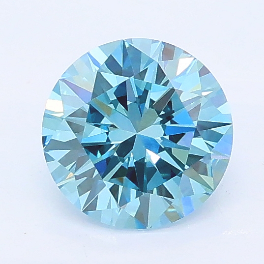 Actual 0.9 carat Vivid Blue Round lab-grown diamond