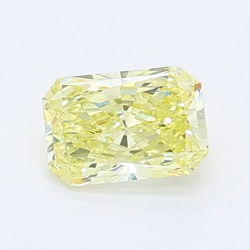 Actual 0.32 carat Fancy Yellow Radiant lab-grown diamond